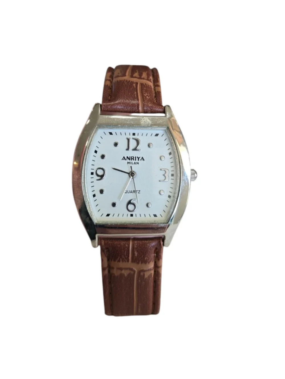 Anriya Milan Mens Womens Matching Watch Set Brown Leather Bands Vintage